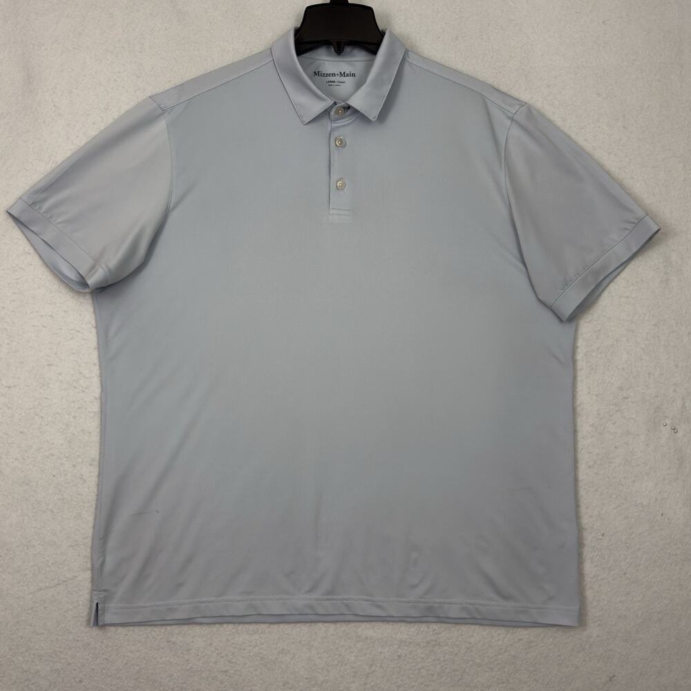 Mizzen Main Polo Shirt Mens Large Classic Performance Stretch Light Blue - Picture 3 of 10